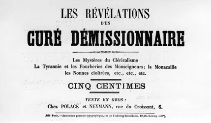 Cure Demissionnaire, de pôsteres políticos franceses da Comuna de Paris, maio de 1871