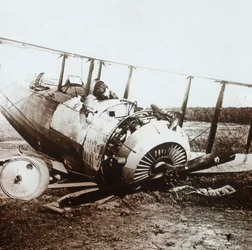 Piloto morto em avião caído de Salmson, c1914-c1918