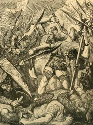 Morte de Harold na batalha de Hastings, 1873.