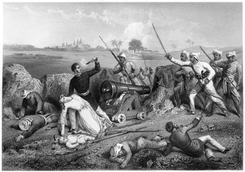 Morte do major Skene e sua esposa em Jhansi, 1857, c1860