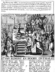 Decapitação do conde Egmont e Hoorn em Bruxelas durante a tirania espanhola na Holanda, 1568