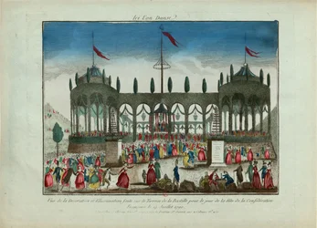 Decoração e iluminação da Bastilha para a Festa da Federação em 14 de julho de 1790.