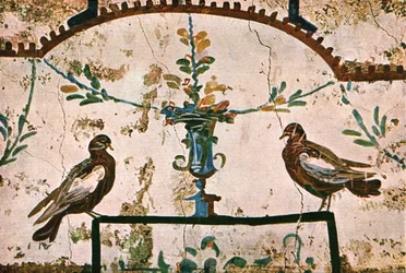 Decoração nas Catacumbas de Praetextatus na Via Appia, Roma, Itália, 1928.