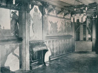 Decorações para uma sala de música de Fritz Erler, c1899