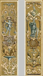 Pintura decorativa no Louvre, Paris, França, 1928.