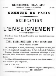 Delegação a Delegação L, de cartazes políticos franceses da Comuna de Paris, maio de 1871
