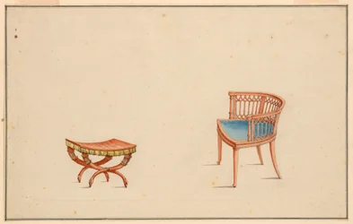 Design para poltrona e banquinho