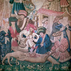 Detalhe das tapeçarias de caça de Devonshire, século XV