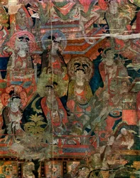Detalhe de uma foto do paraíso, chinês, dinastia Tang, 618-907 1925