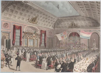 Jantar em Celebração da Emancipação da Holanda da França, City of London Tavern, B..., 1814.