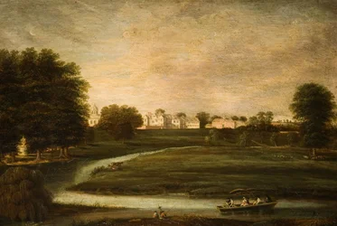 Vista distante de Birdingbury Hall, Warwickshire, 1800.