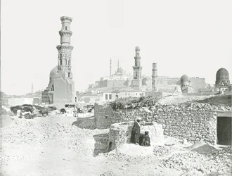 Vista distante da Cidadela, Cairo, Egito, 1895.