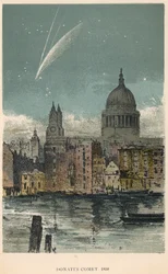 Donatis, cometa, de, 1858, visto, sobre, catedral paul st, londres, 1884