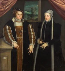 Retrato duplo Marie de Brandenburg-Kulmbach e Christina da Dinamarca, c. 1580