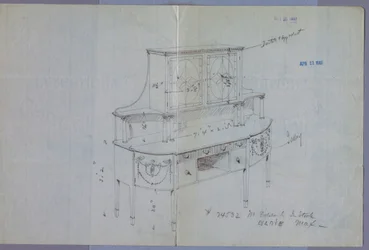 Desenho, Design para Aparador com Armário de Vidro Acima