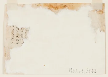 Desenho, página de um caderno de esboços; Apollo e Aurora