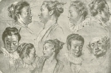 Desenho em três gizes, início do século XVIII, 1908.