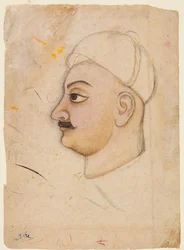 Desenho da cabeça de um homem com um turbante incomum, c. 1780