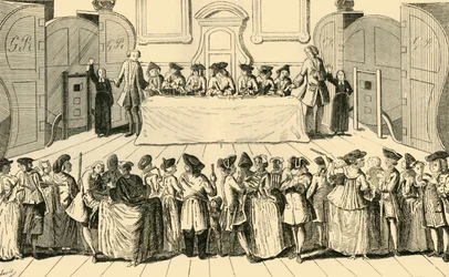 Sorteio da Loteria Estadual em Guildhall, 1751, c1872.