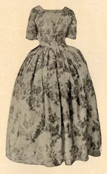 Vestido de seda chine, usado por Lady Stuart na Colônia de Barbados, c1700, 1937.