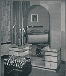 Penteadeira e banqueta projetados para a Frankl Galleres, Inc., 1933