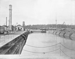 Doca seca em Esquimalt, Columbia Britânica, Canadá, c1900.
