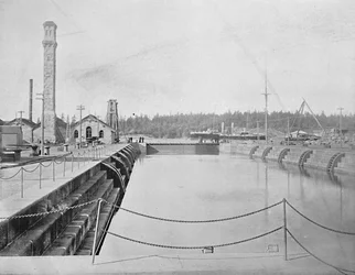 Doca seca em Esquimalt, Columbia Britânica, c1897.
