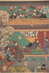 Início da noite em Yoshiwara Inn, século 19.