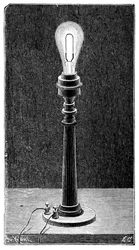 Edisons globo de luz incandescente em um candeeiro de mesa, 1891