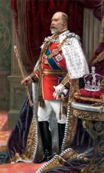 Eduardo VII com o traje completo da coroação, 1902