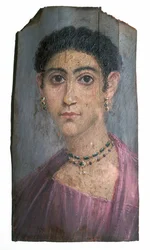 Retrato de cera egípcia de uma senhora, século II