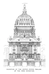 Elevação do Pavilhão dos Estados Unidos na Exposição de Paris, 1900