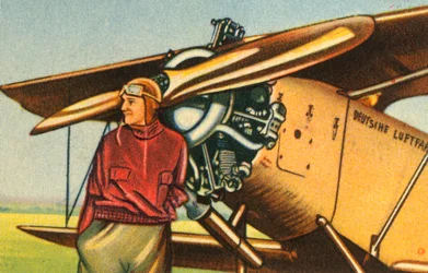 Elly Beinhorn com seu avião, 1932.