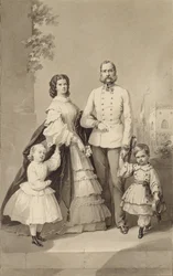 O imperador Francisco José I com a imperatriz Isabel e os seus filhos ..., cerca de 1860