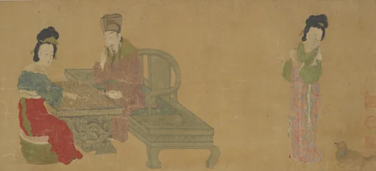 Imperador Minghuang e Consort Yang Jogando Weiqi, dinastia Ming ou Qing, século XVII.