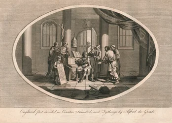 Inglaterra dividida pela primeira vez em condados, centenas e tythings por Alfred the Great, c880s 1793