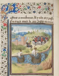 O rei inglês Richard I Lionheart conquistou a ilha de Chipre em 1191. Miniatura da história de William of Tyre, 1460