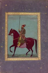 Retrato equestre de Aurangzeb, século XVII.