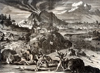 Erupção de Shirane-san e terremoto em Edo Tóquio, Japão, 1650