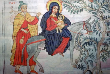 Ilustração etíope da fuga para o Egito, 1664