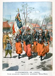 Eventos na China, tropas francesas que partem de Tien-Tsin, 1901