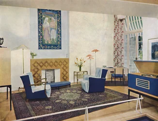 Sala de exposições projetada por Esmé Gordon, ARIBA, ARIAS, c1945