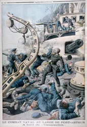 Explosão a bordo do navio de guerra russo Tsesarevich, Batalha do Mar Amarelo, 10 de agosto de 1904