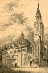 Exterior de St. Stephens, Walbrook, em 1700, 1897.