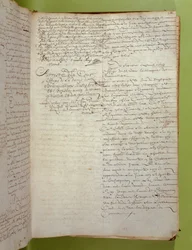 Extrato dos registros da Conciergerie da condenação à morte por execução e queima da Marquesa de Brinvilliers, abril de 1673 (caneta e tinta sobre papel)