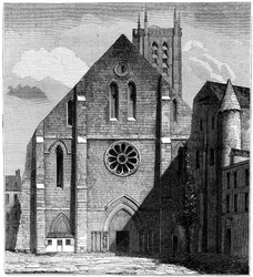 Fachada da antiga igreja da Abadia de Sainte-Geneviève, Paris, França, 1849