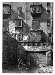 Fachada de uma casa na parte antiga do Cairo, Egito, c1890