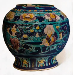 Frasco de Fahua com design a céu aberto mostrando os Oito Imortais Daoístas, c1550