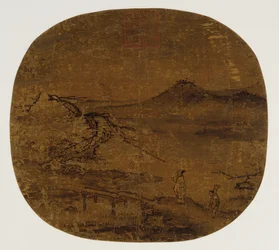 Leque montado como folha de álbum, dinastia Ming, 1368-1644.