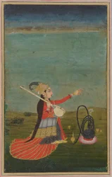Artista feminina com tanpura, século XVIII.